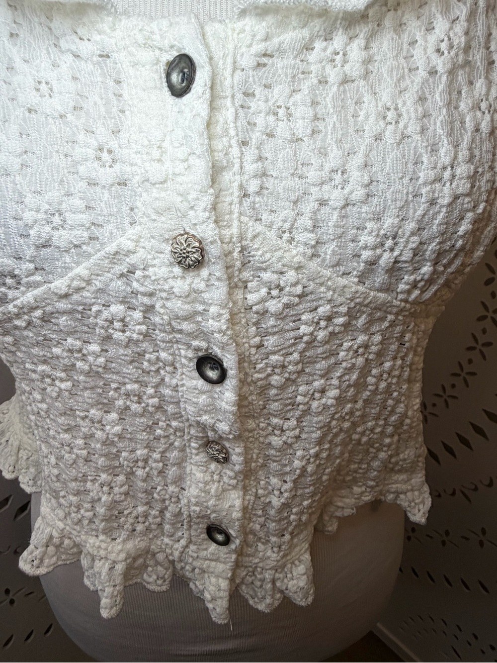 White Ruffled Off Shoulder Boho Crop Top - Picture 9 of 15